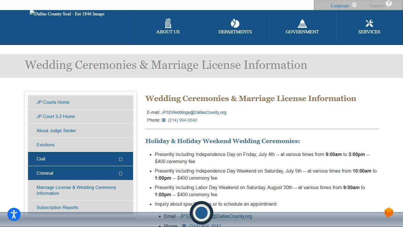 Wedding Ceremonies & Marriage License Information